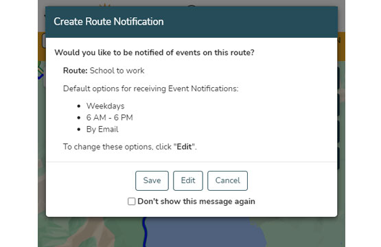Simplified Creation of Route Notifications