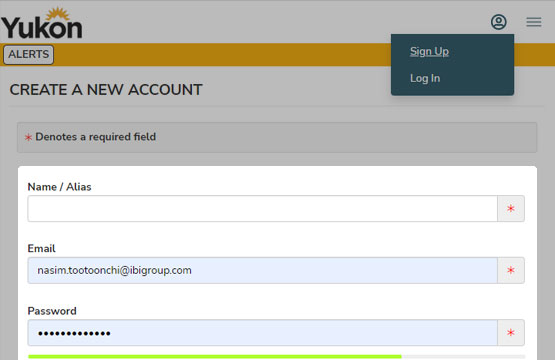 Signing up with 511 Yukon