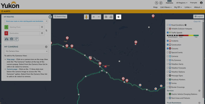 View the 511 Map in Dark Mode