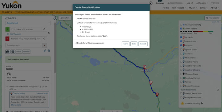 Simplified Creation of Route Notifications